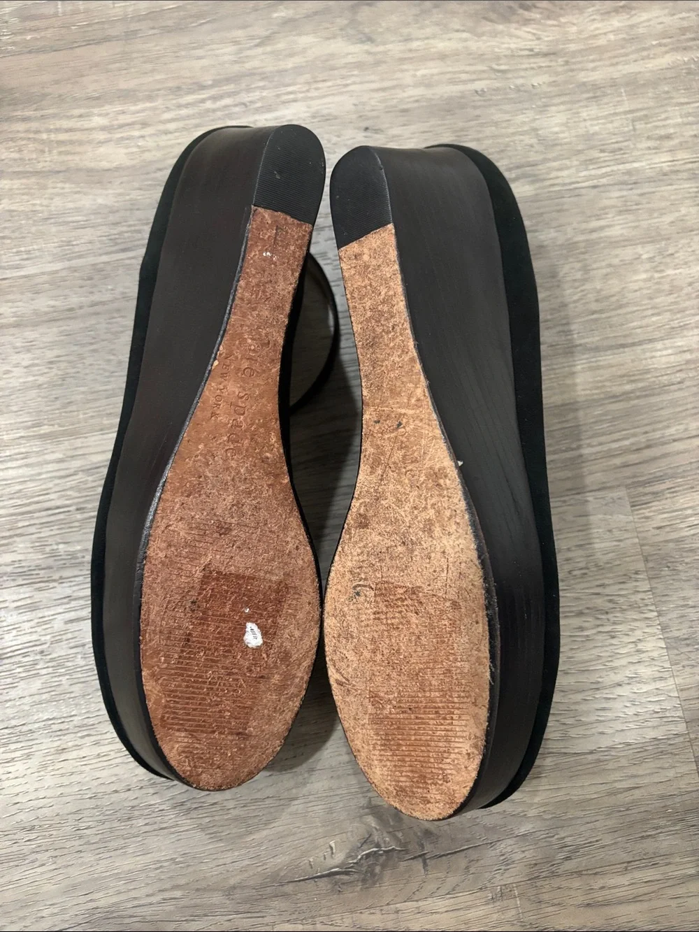 kate spade Black Suede Ankle-Strap Wedge Shoes
